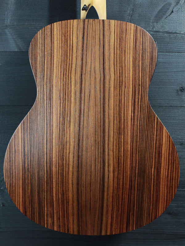 Taylor GS Mini-e SB acoustic-electric guitar with Sunburst finish Rosewood back closeup