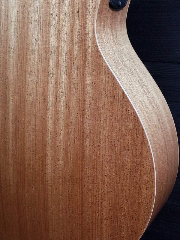 Taylor GS Mini-e Special Edition Floral Green sapele back and sides lower bout