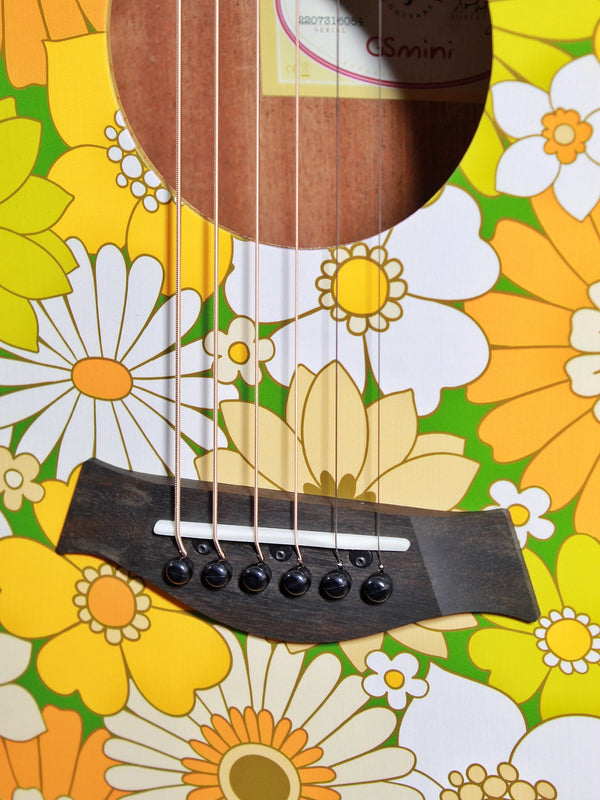 Taylor GS Mini-e Special Edition Floral Green floral artwork and torrefied spruce top bridge and saddle