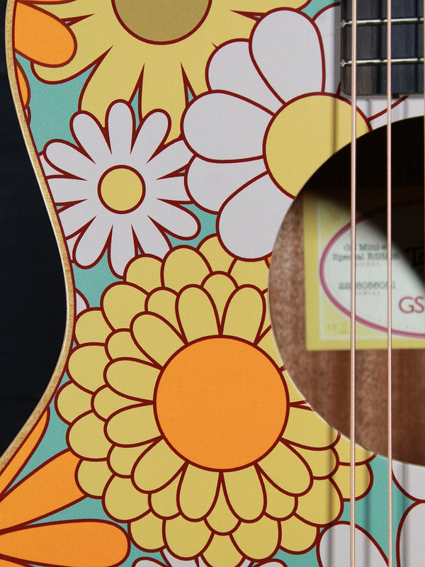 Taylor GS Mini-e Special Edition Floral Blue view of rosette