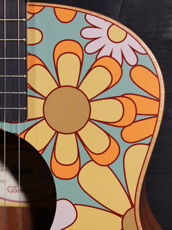 Taylor GS Mini-e Special Edition Floral Blue close up flowers
