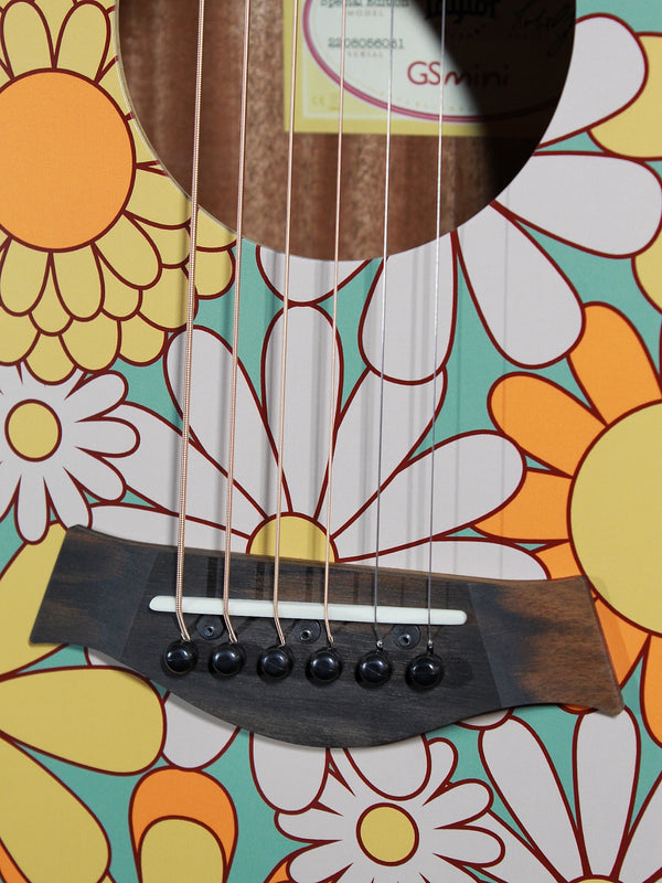 Taylor GS Mini-e Special Edition Floral Blue bridge and saddle