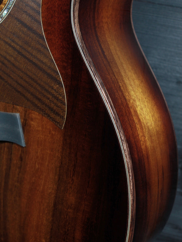 Taylor Next Generation K24ce Special Edition Hawaiian Koa acoustic electric guitar front rosewood binding