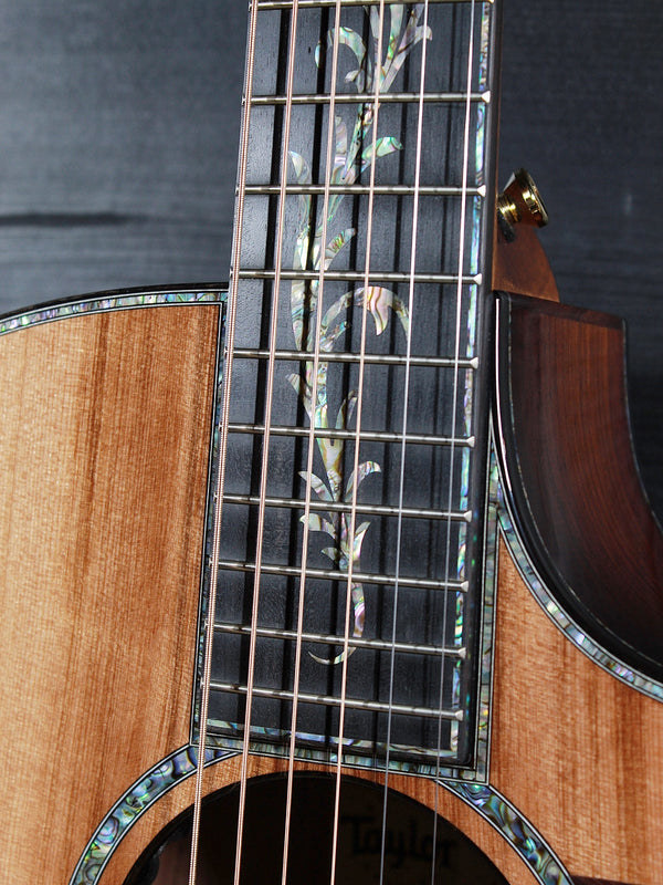 Ebony fretboard with Presentation Series inlays on Taylor PS14ce.