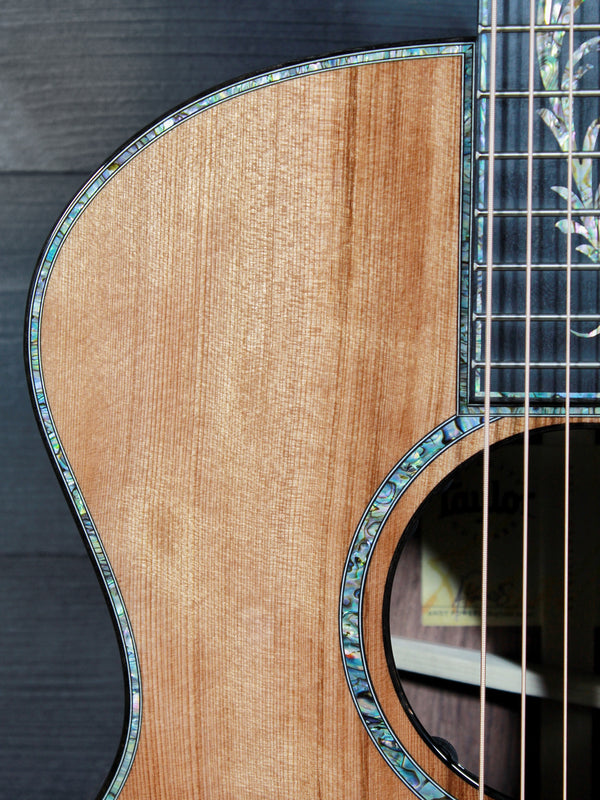 Intricate abalone rosette detail on Taylor PS14ce Presentation Series guitar